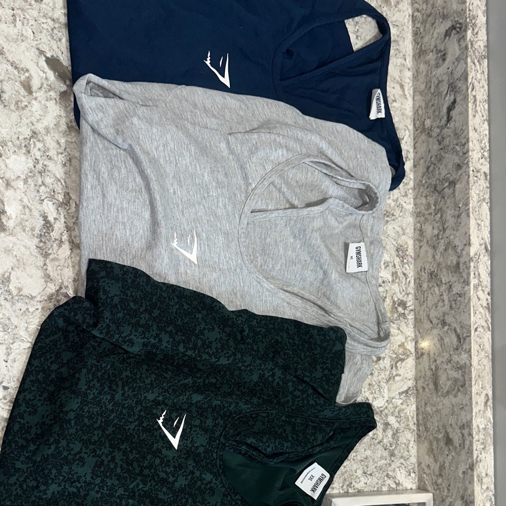 Gymshark Tank Tops Stringer Trio - Navy, Gray, Dark Green